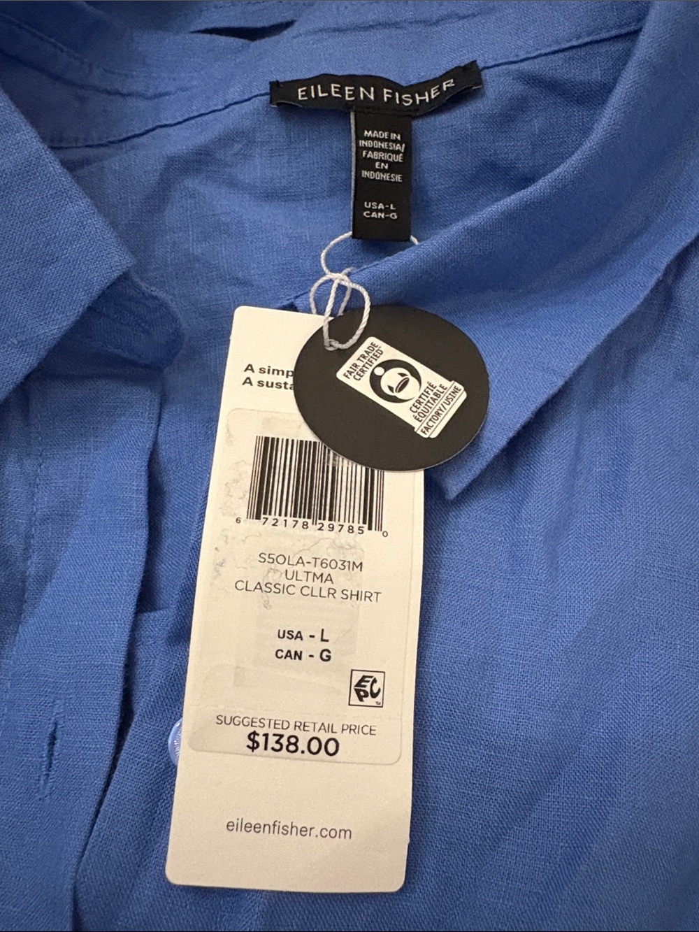 NWT Eileen Fisher Organic Handkerchief Linen Sleeveless Shirt - Picture 7 of 7
